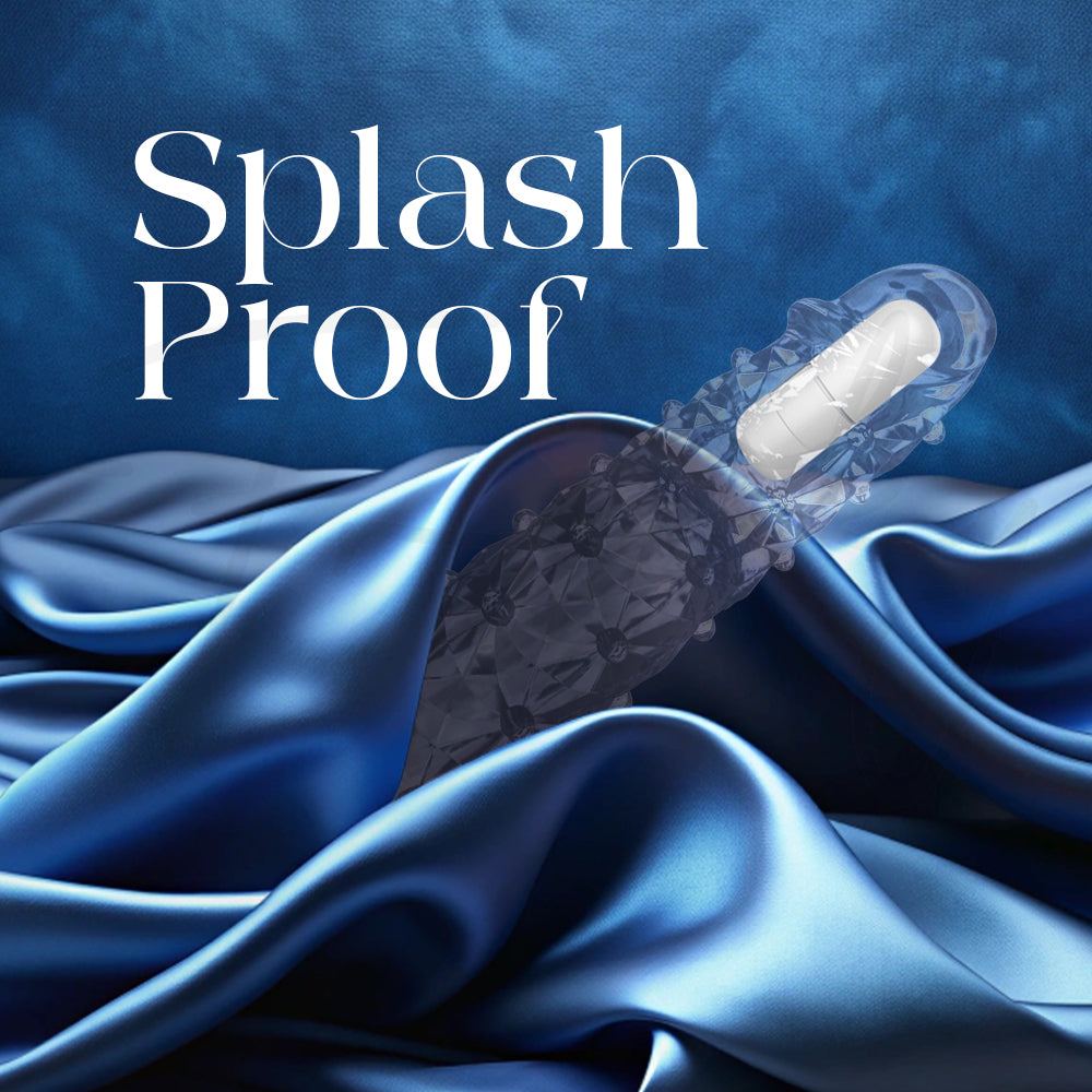 Textured extender laying on blue satin fabric illustrating splashproof design