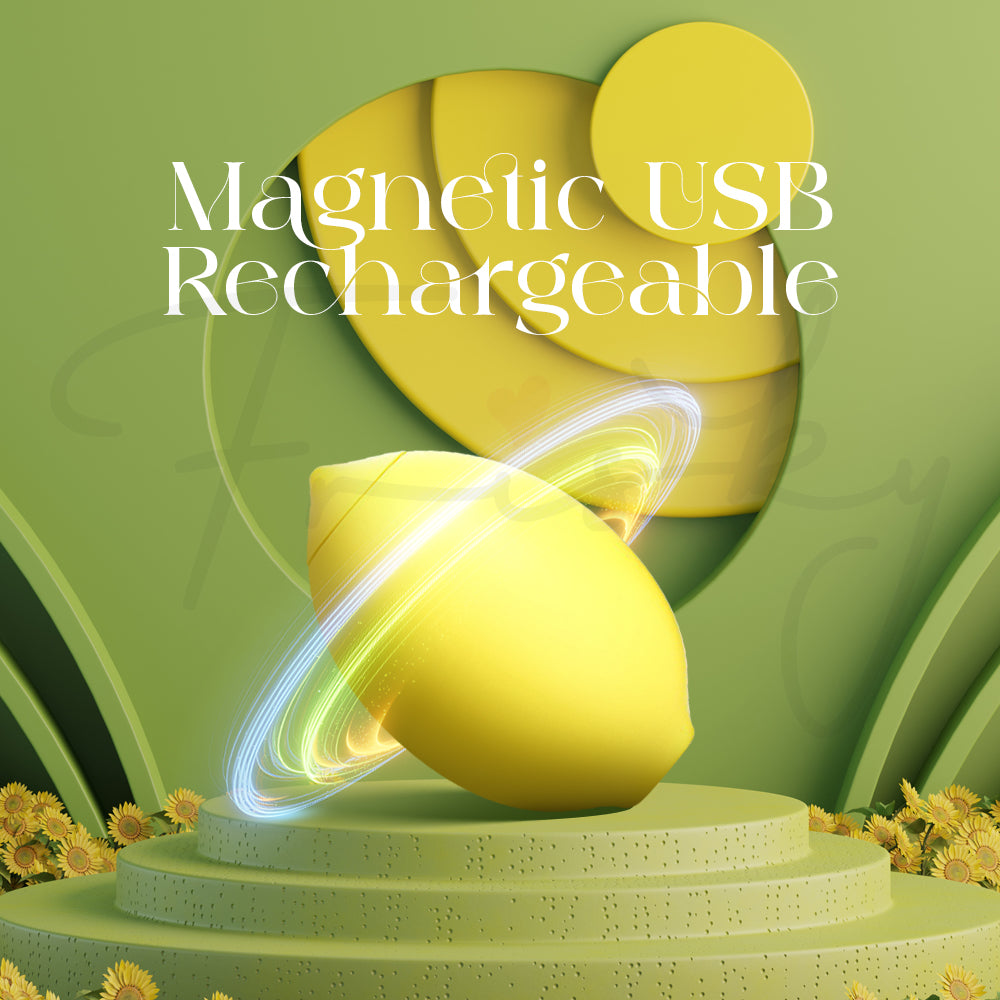 USB rechargeable yellow bullet vibrator shown with magnetic charging cable