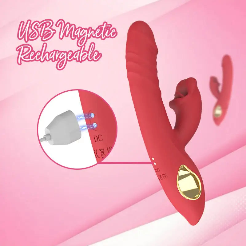 Gentle Touch - Thrusting Dual Vibrator With Licking - Frisky Business Adult Sex Toys Shop