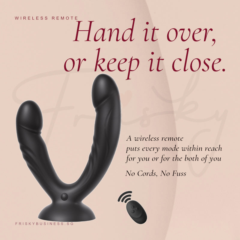 TwinTease - Dual Dildo Vibrator With Suction Cup and Remote Control, Female Rechargeable Sex Toys