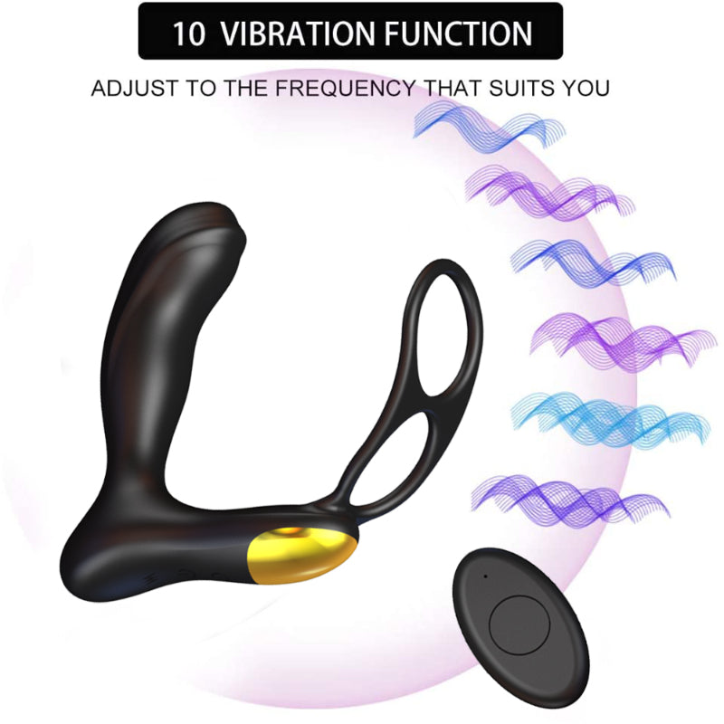 Vibrating prostate massager demonstrating 3D stimulation patterns with adjustable intensity levels.