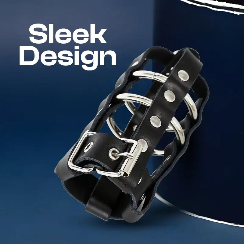 Ebon Hold - Male Leather Chastity Cage - Frisky Business Adult Sex Toys Shop