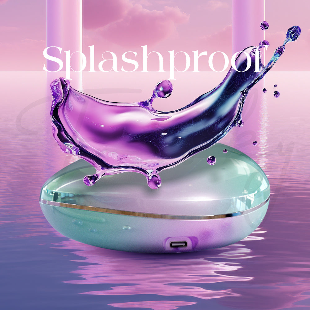 Lumi Shell suction vibrator shown with Type-C USB charging port on sleek pastel surface.