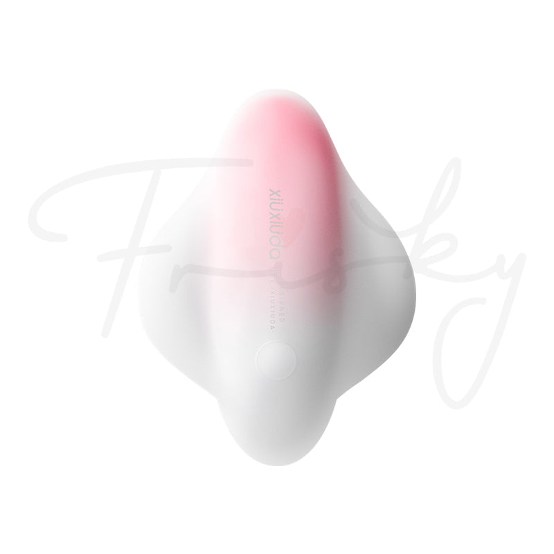 Minimalist Lune wearable vibrator in blush pink with ergonomic curved profile.