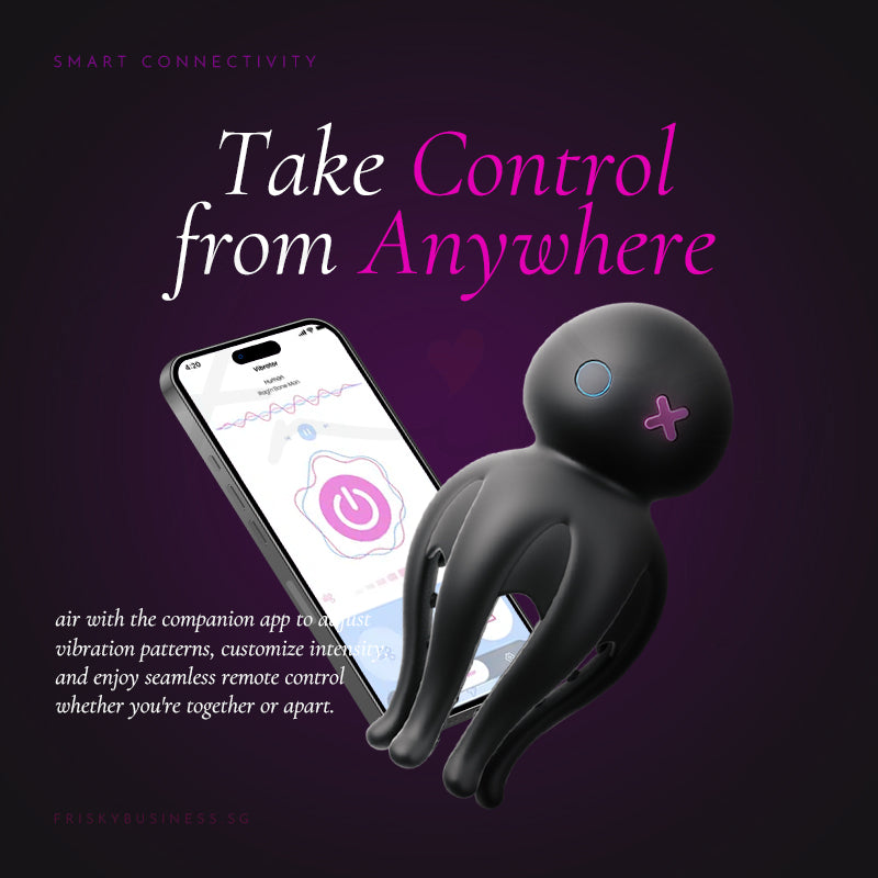 Smartphone app controlling the Octa glans massager for customizable remote stimulation