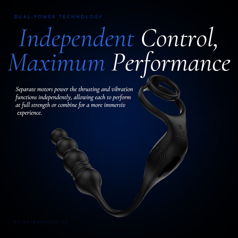 Dual-zone Phantom Reach prostate massager with independent controls for personalized stimulation