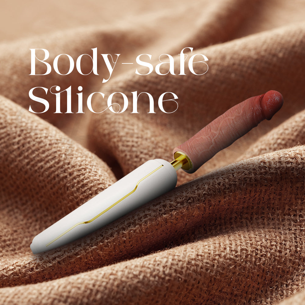 Soft body-safe silicone sleeve showcased on textured fabric surface