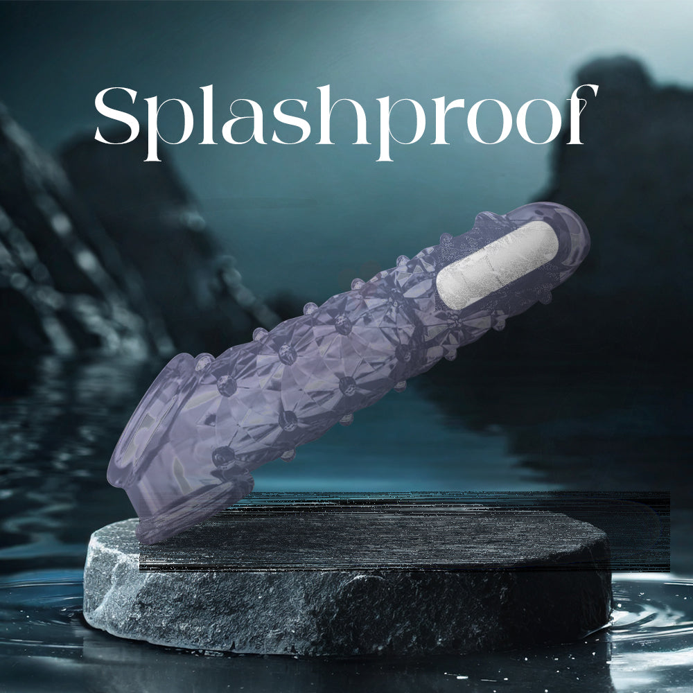 Clear extender sleeve on stone surface emphasizing its splashproof construction