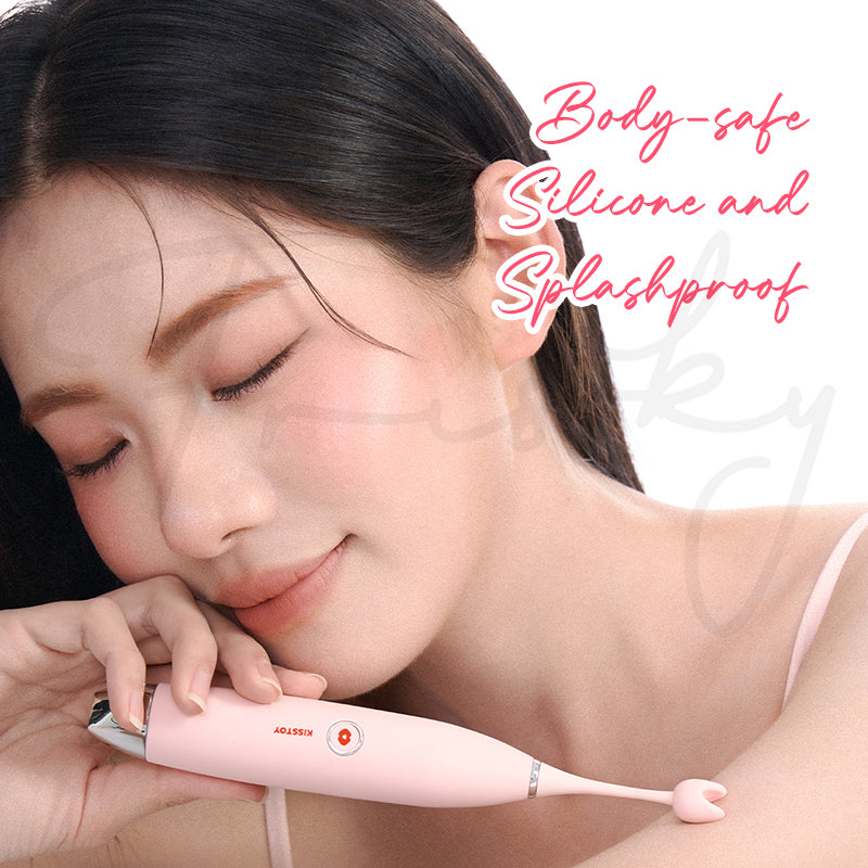 A woman relaxing with her eyes closed, demonstrating discreet and comfortable use of the C-King wand.