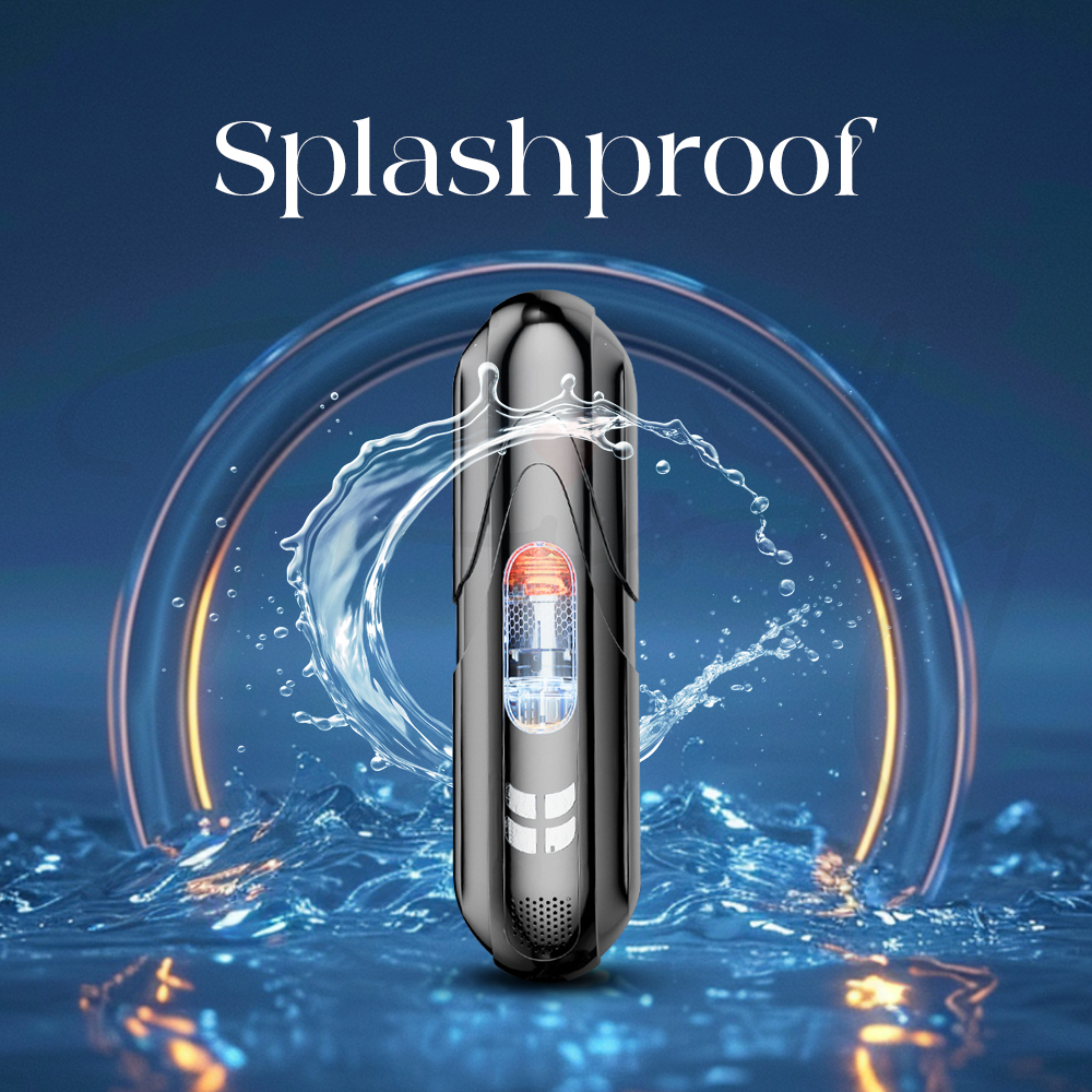Aero Pulse standing in splashing water to illustrate splashproof and easy-clean design.