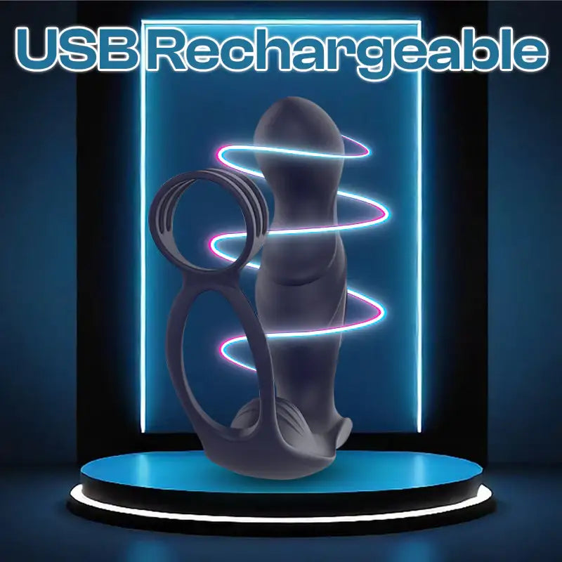 Blue Knight Blaze - Remote Control Vibrating Prostate Massager with Cock Ring - Frisky Business Adult Sex Toys Shop