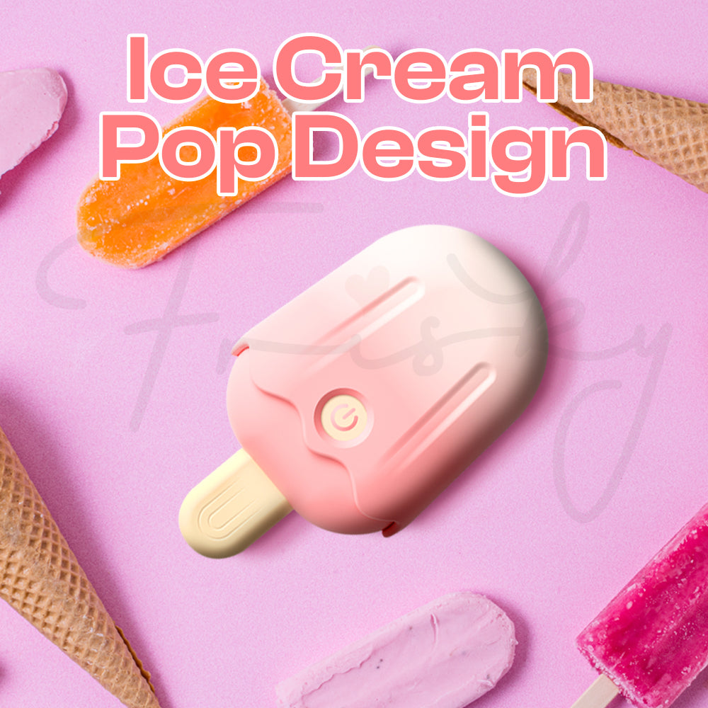 Cute ice cream pop design clitoral vibrator in playful pastel pink color