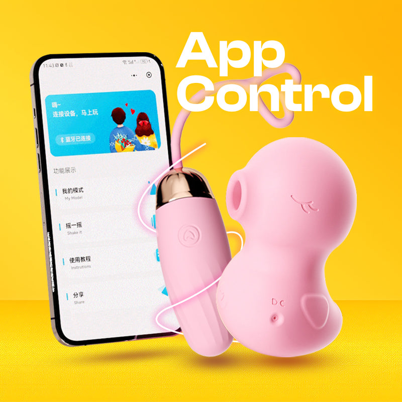 Ducky Duo - APP Control 1+1 Wireless Egg Vibrator with Suction Vibrator Set
