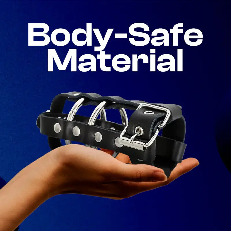 Ebon Hold - Male Leather Chastity Cage - Frisky Business Adult Sex Toys Shop