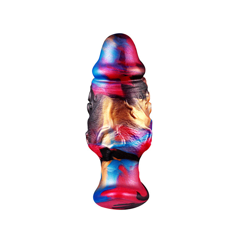Realistic multicolored tentacle-shaped silicone plug with sculpted veins and secure suction base.