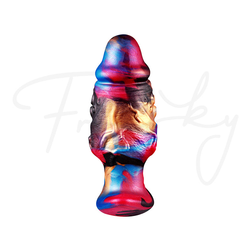 Realistic multicolored tentacle-shaped silicone plug with sculpted veins and secure suction base.