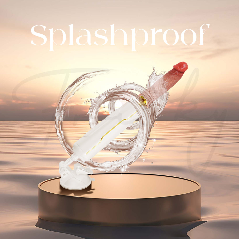 Splashproof feature displayed with device surrounded by water droplets backdrop