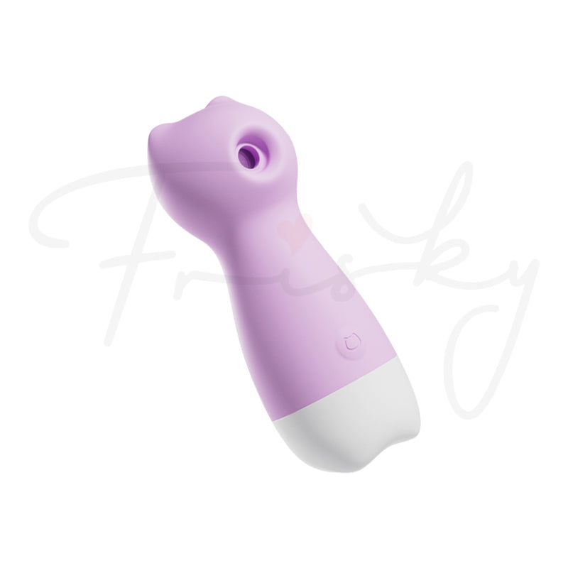 Purple and white handheld device on a white background