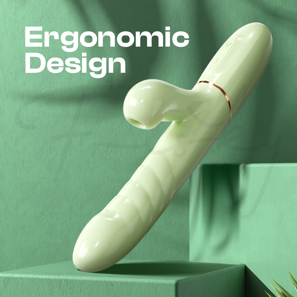 Viridian Bliss – Rotating Beads Thrusting + Suction Vibrator