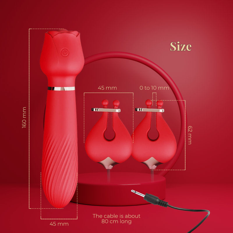 Pinnacle Trio Pleasure - G-spot Vibrator with Vibrating Nipple Clamps
