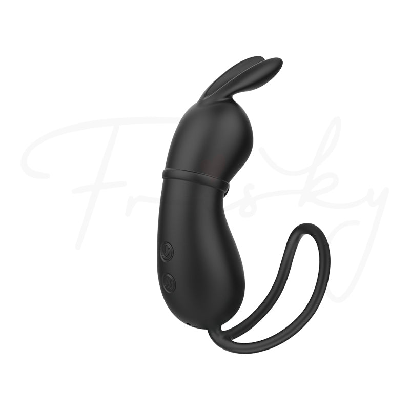 Black rabbit vibrator shown on a plain white background
