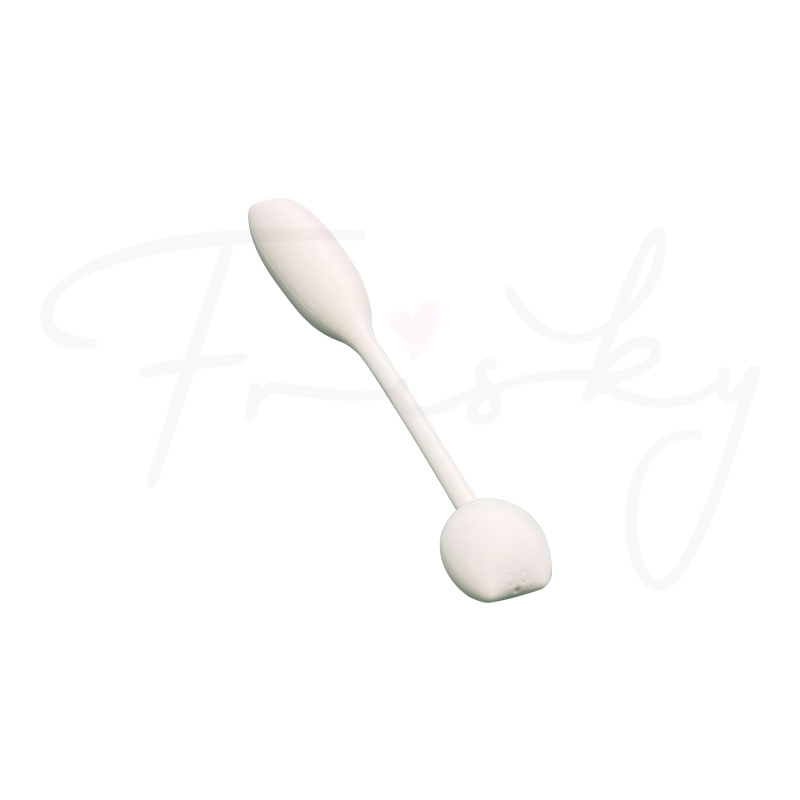 Ivory app-controlled vibrator shown in a curved side view on a plain white background