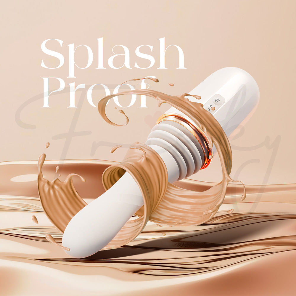 Sweet Motion mini sex machine partially submerged, highlighting its splashproof design