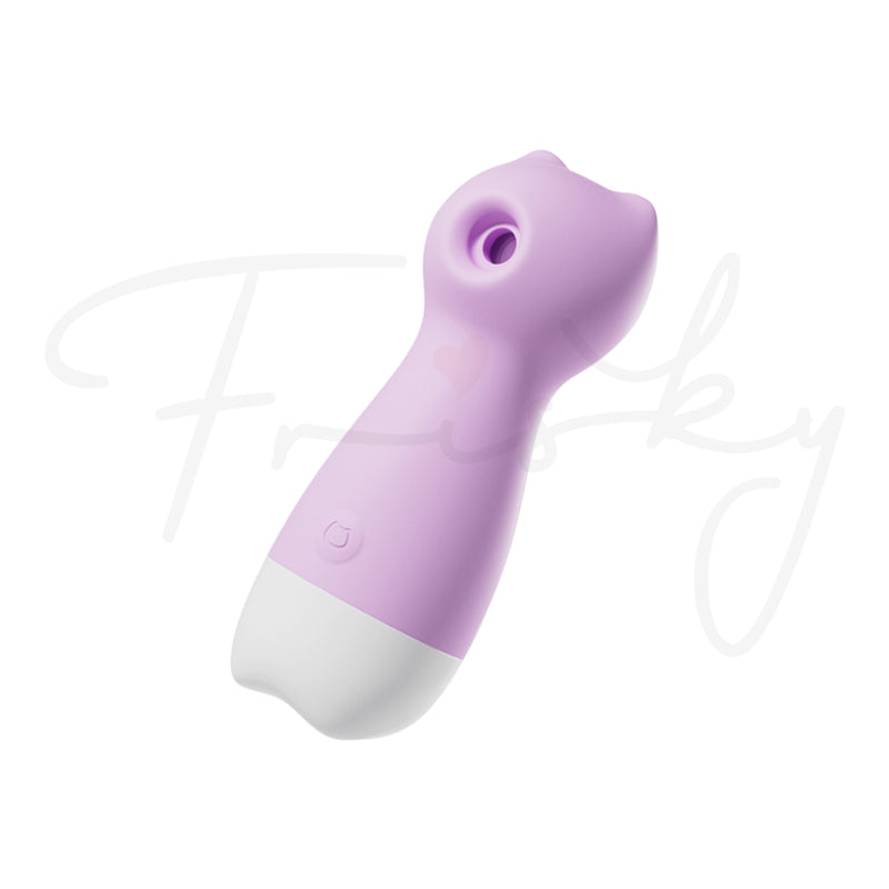 Purple and white handheld device on a white background