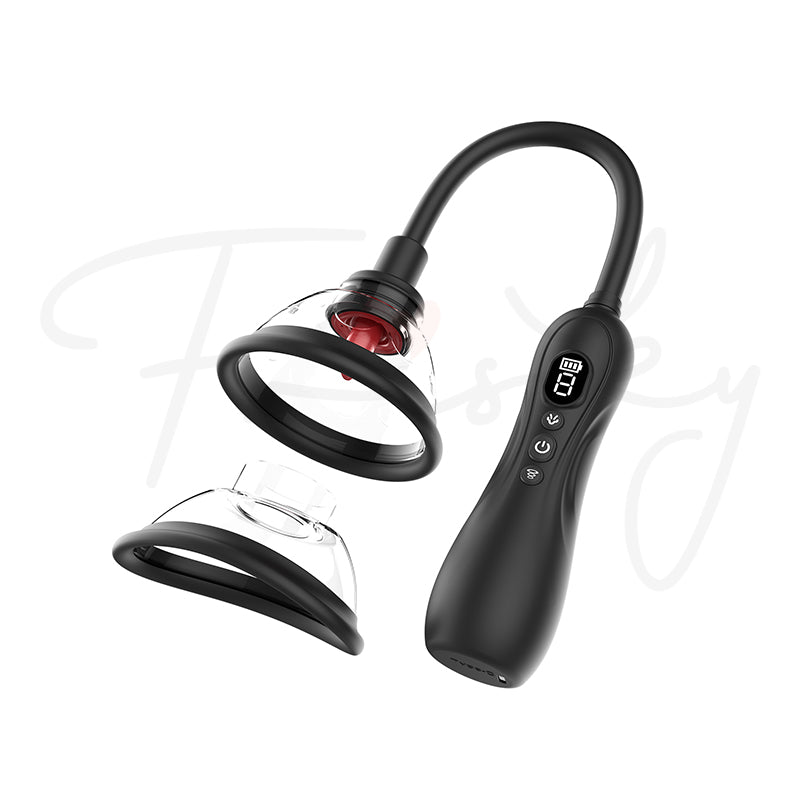 Black handheld magnifier with adjustable neck on a white background