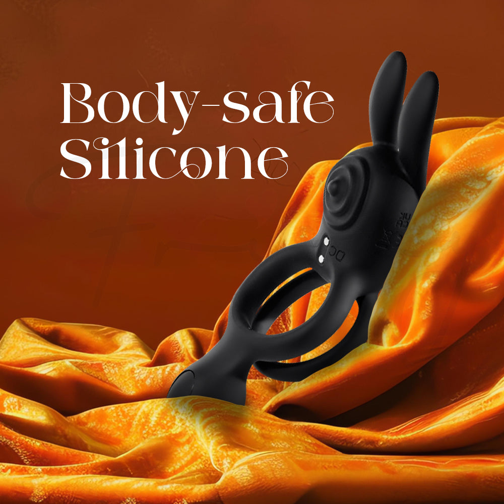 Close-up of body-safe silicone texture with product resting on silk fabric.