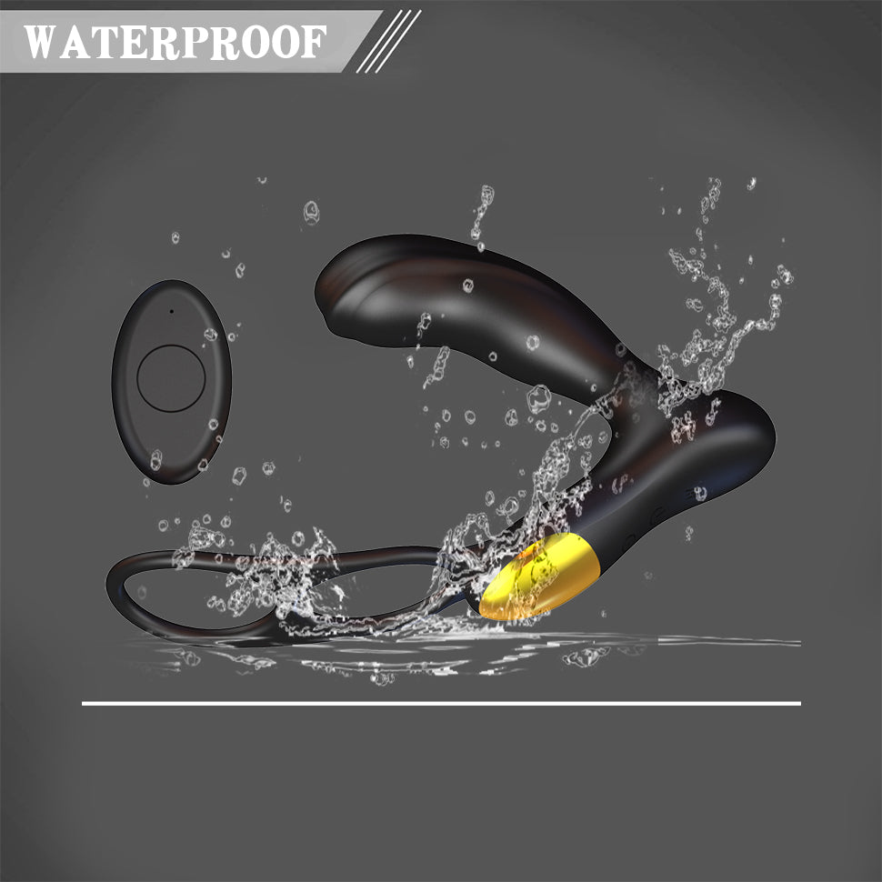 Prostate massager submerged in water demonstrating waterproof design for safe easy cleaning.