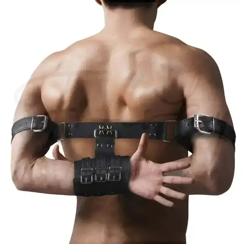 SHOTS Ouch! Complete Arm Restraints black versatile bonded leather restraints ideal for interactive bedroom roleplay and scenarios Singapore