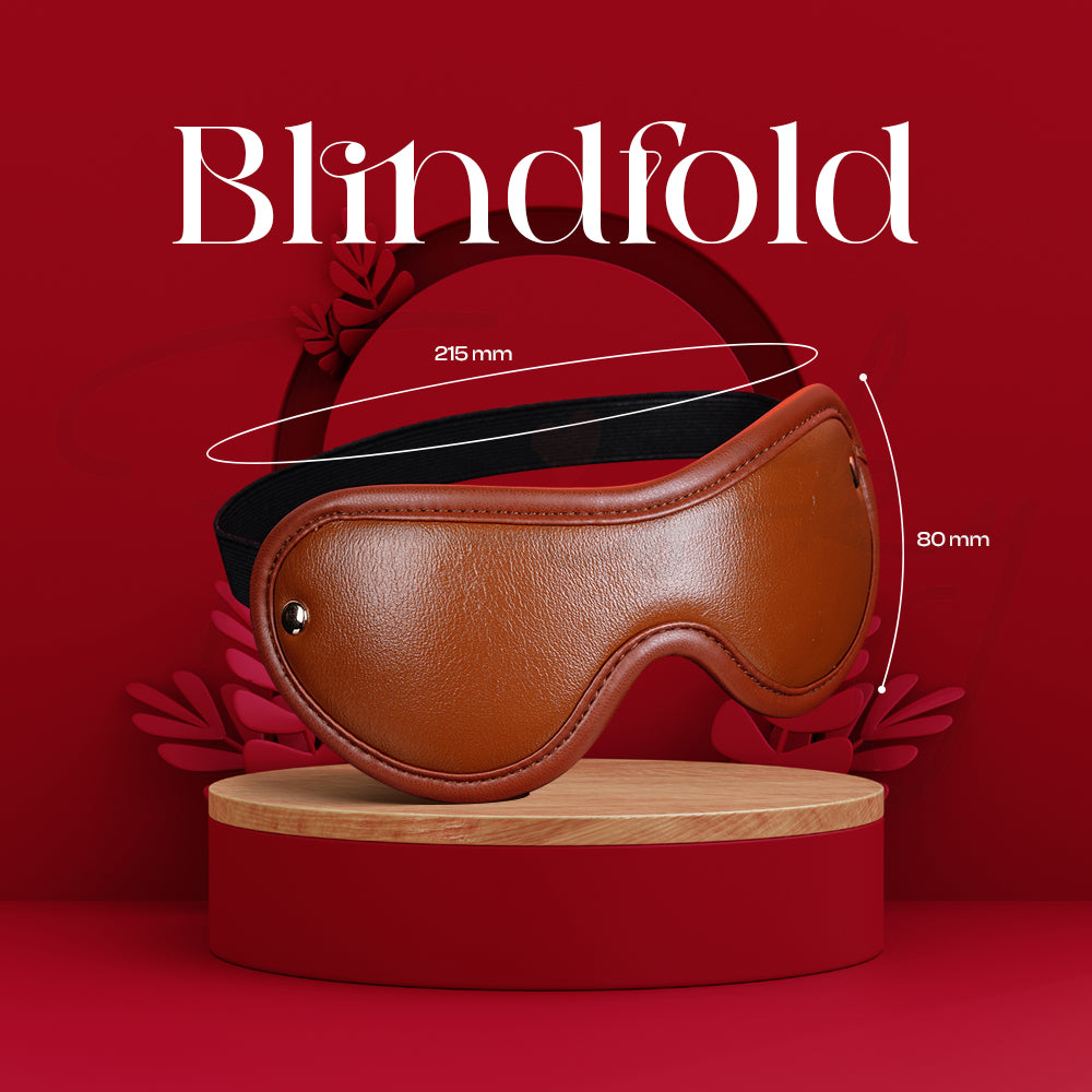 Soft brown PU leather blindfold designed for sensory play and anticipation