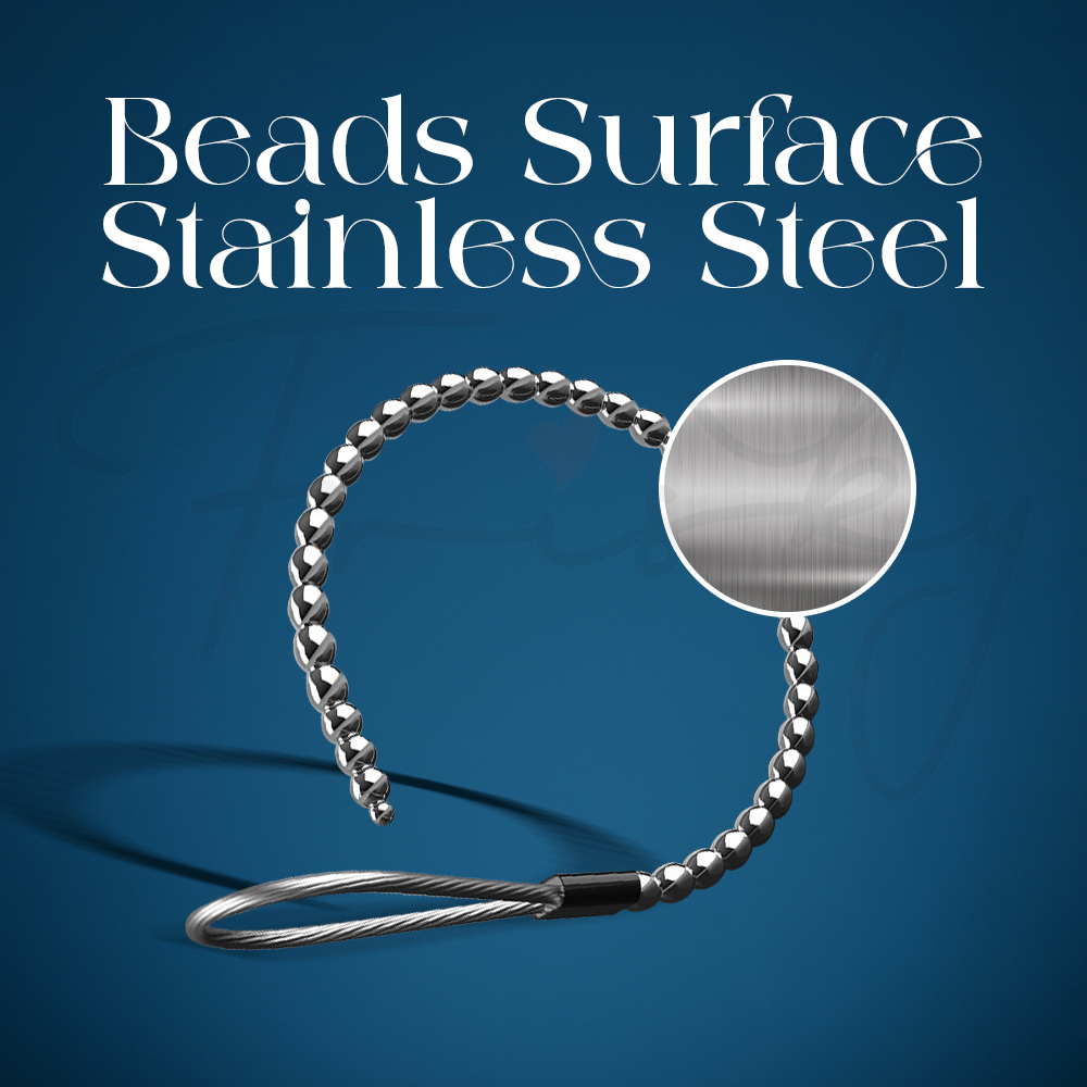 Close-up of beaded stainless steel surface for varied urethral stimulation