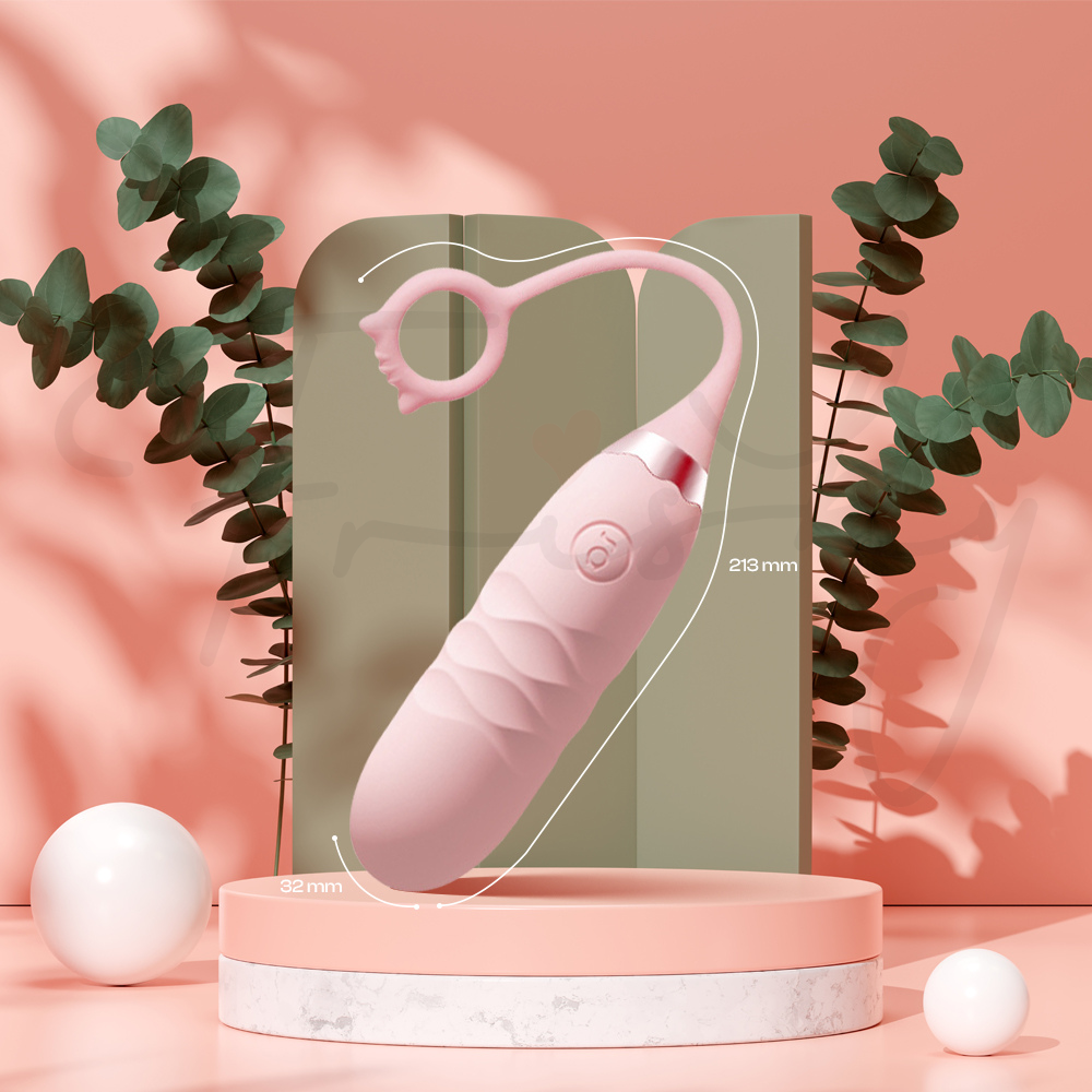 Pink Pounce displayed on a pedestal showing dimension with soft pink background and plant decor.