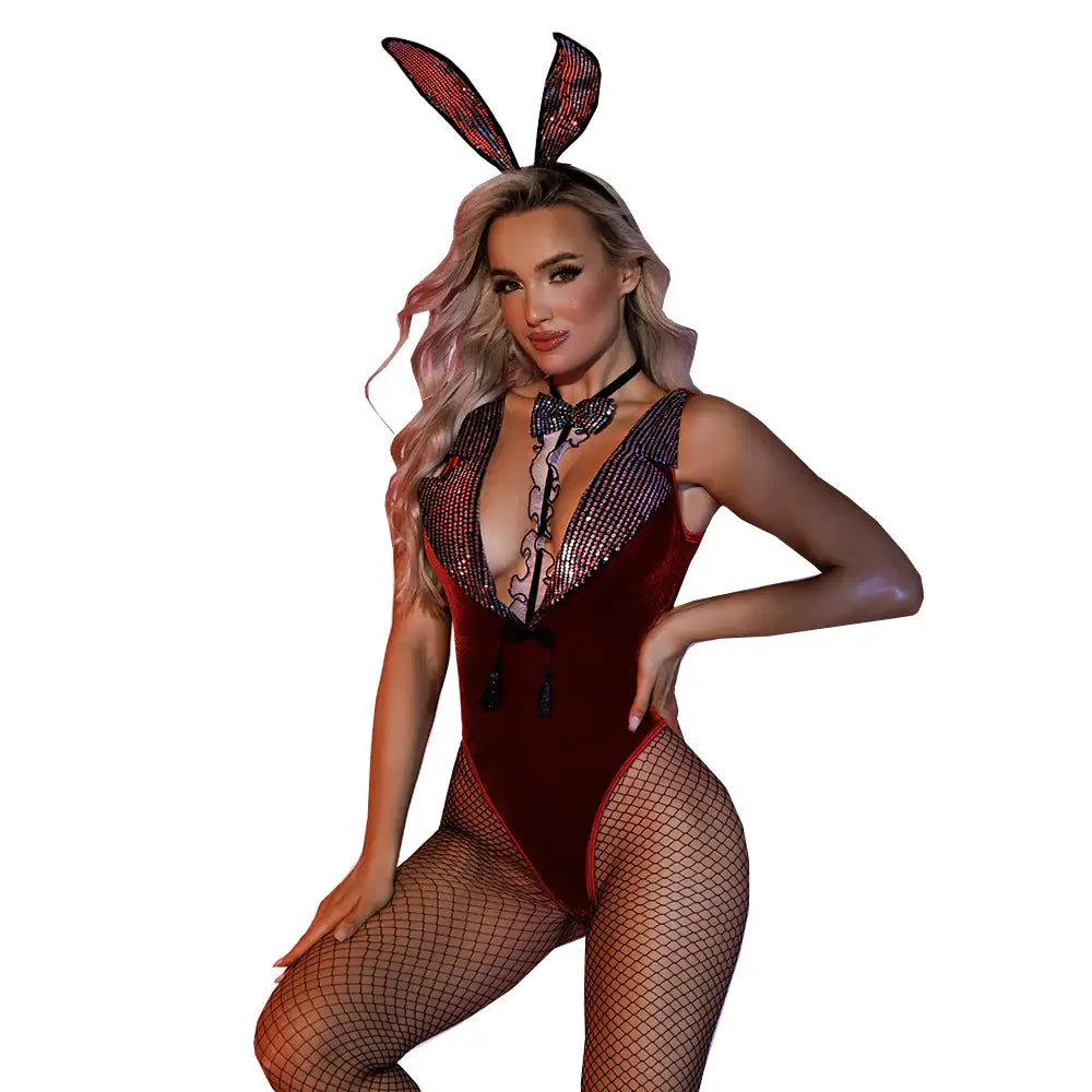 Bodysuit - 3 Pcs Sexy Bunny Girls with Pantyhose and Ears Headwear - Frisky Business Adult Sex Toys Shop