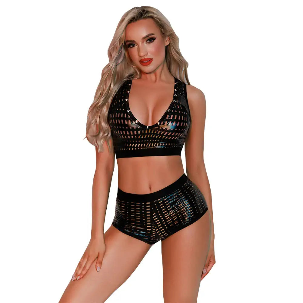 Bra Set - 2 Pcs Hollow Designed Polyester Sexy Sleepwear - Frisky Business Adult Sex Toys Shop