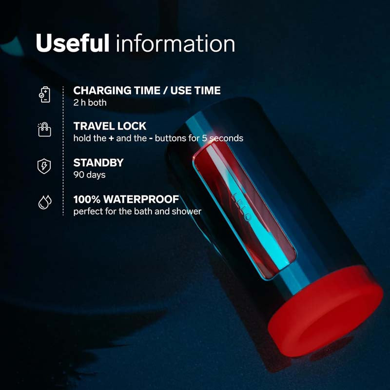 Lelo - F1S V3 App AI Interactive Masturbator - Teal (2 Sizes)