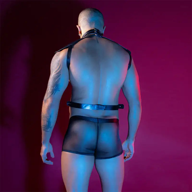 Gentsuit - 2 Pcs Male Sexy Black Harness with Breathable Underwear and Adjustable Waist Belt - Frisky Business Adult Sex Toys Shop