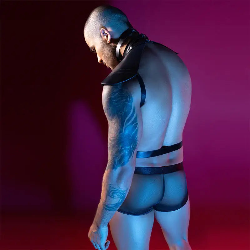 Gentsuit - 2 Pcs Male Sexy Black Harness with Breathable Underwear and Adjustable Waist Belt - Frisky Business Adult Sex Toys Shop