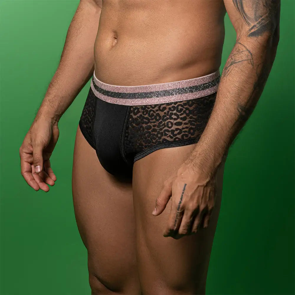 Skivvies - Semi-transparent Sexy Leopard Patches Male Underwear - Frisky Business Adult Sex Toys Shop