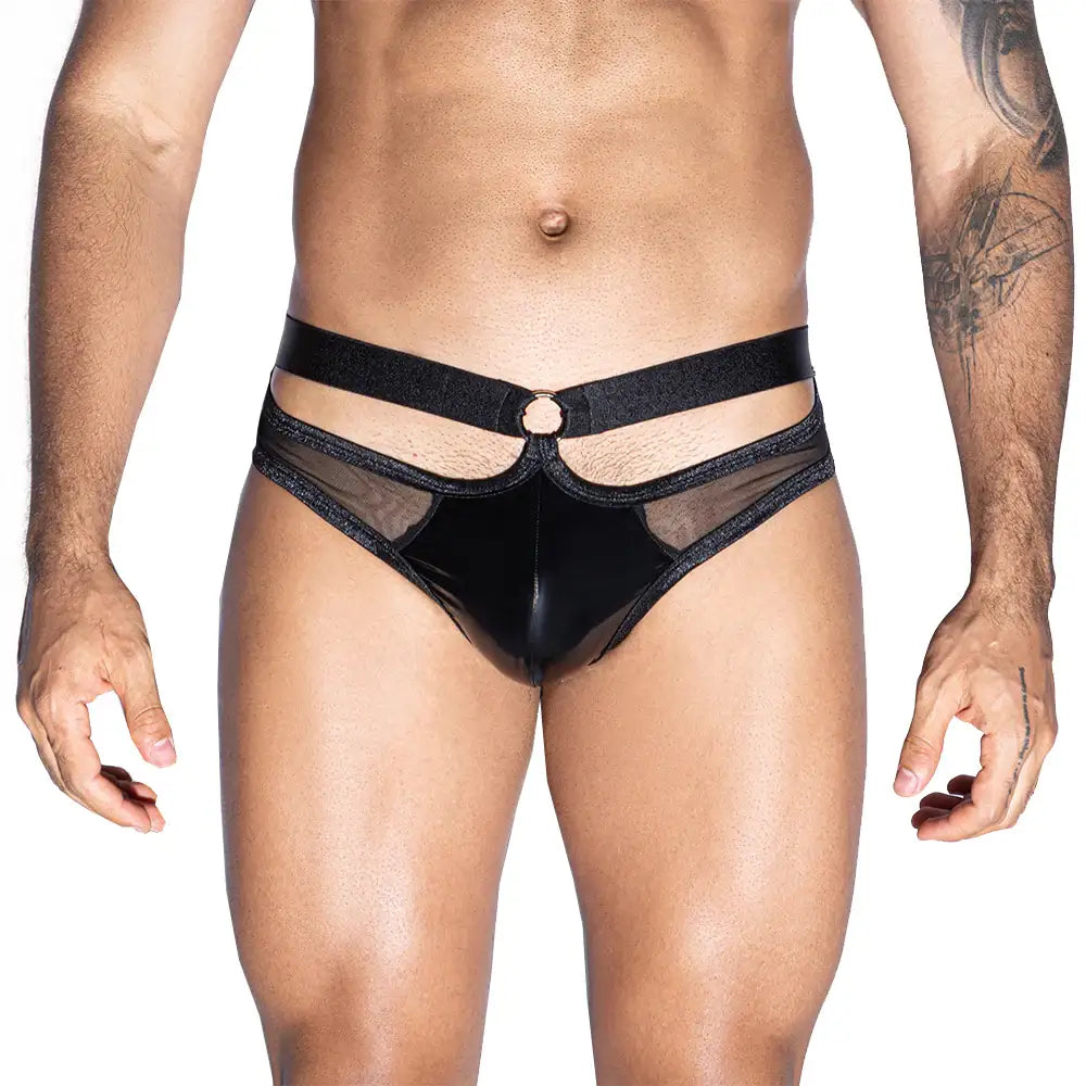 Skivvies - Black Elastic Straps Male Semi-Transparent Underwear - Frisky Business Adult Sex Toys Shop