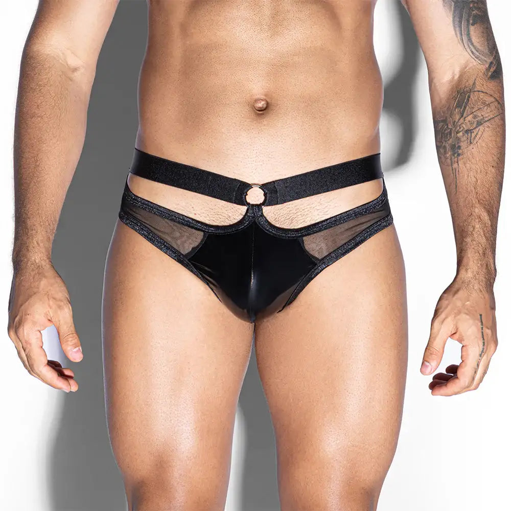Skivvies - Black Elastic Straps Male Semi-Transparent Underwear - Frisky Business Adult Sex Toys Shop