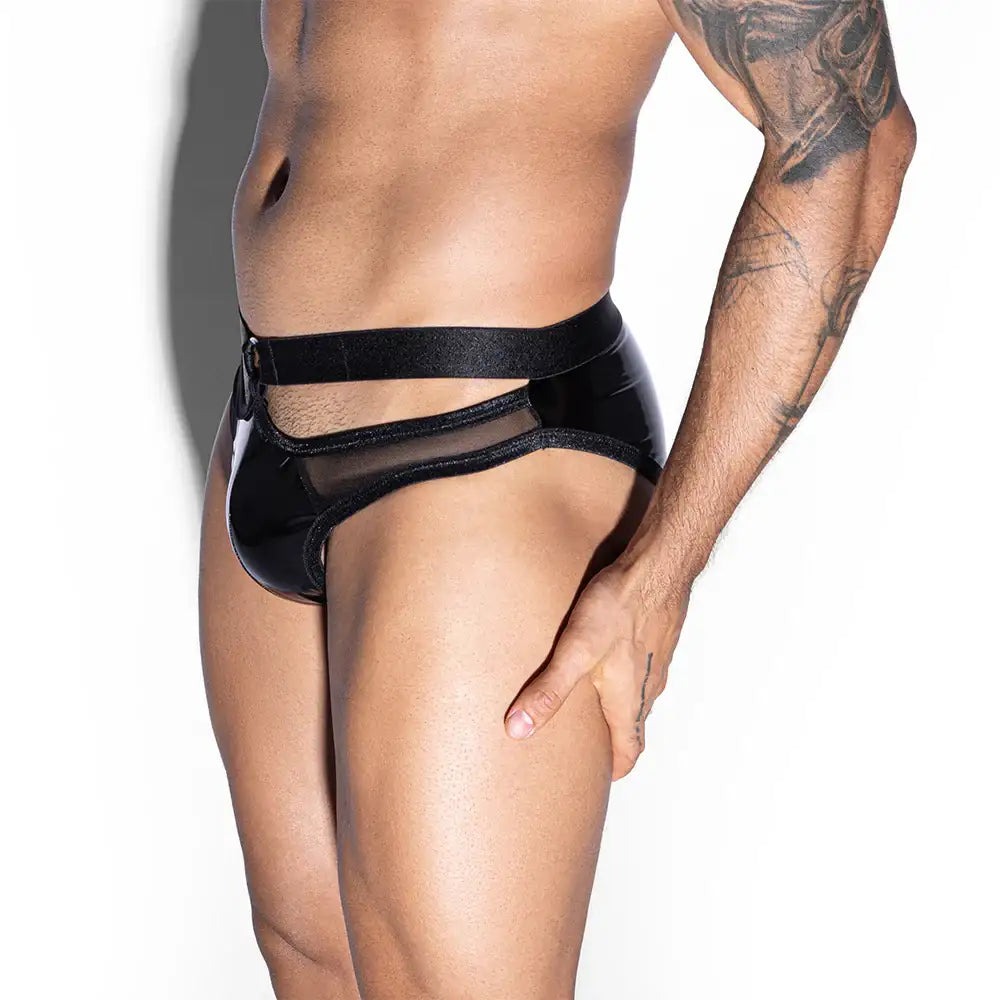 Skivvies - Black Elastic Straps Male Semi-Transparent Underwear - Frisky Business Adult Sex Toys Shop