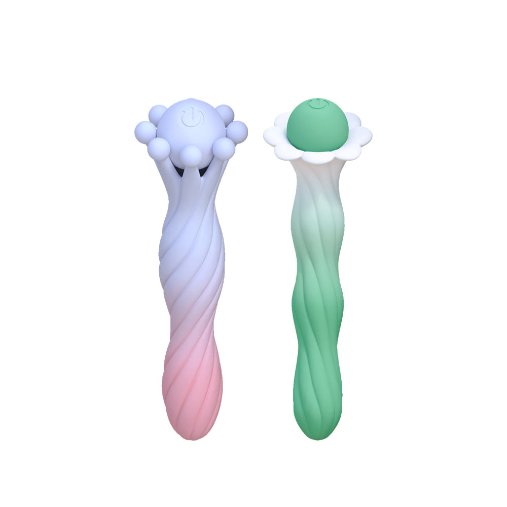 Elegant dual-function anal baton and detachable orgasm pen with soft pastel gradient silicone finish