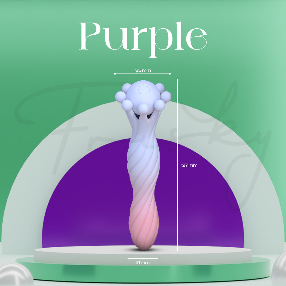 Purple variant detachable orgasm pen vibrator with curved ergonomic body and rounded tip