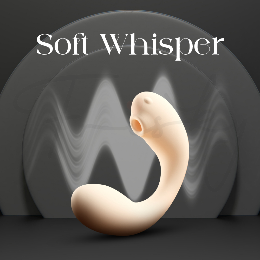 Soft curved vibrator shown with smooth motion effect and quiet operation concept
