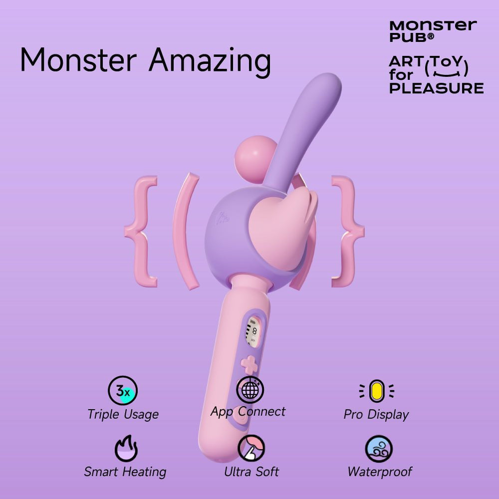 Dual-action wand vibrator with rotating head and flexible tip feature overview