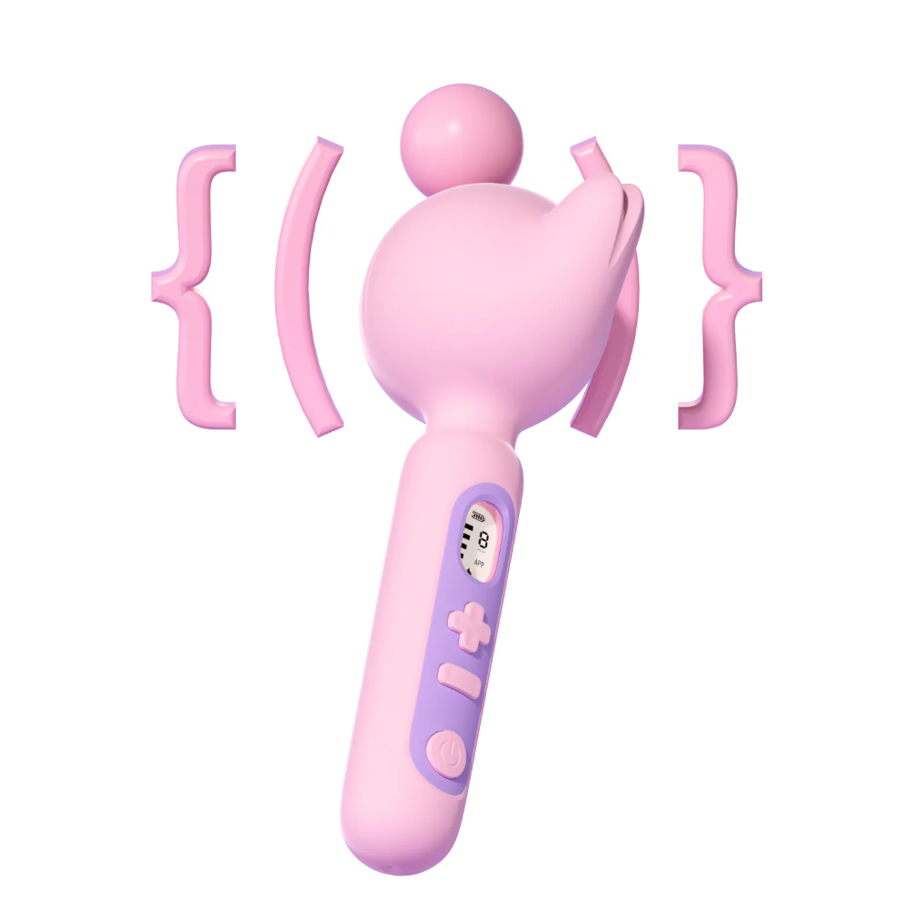 Dual-action vibrator demonstrating rotating and pulsating head movement