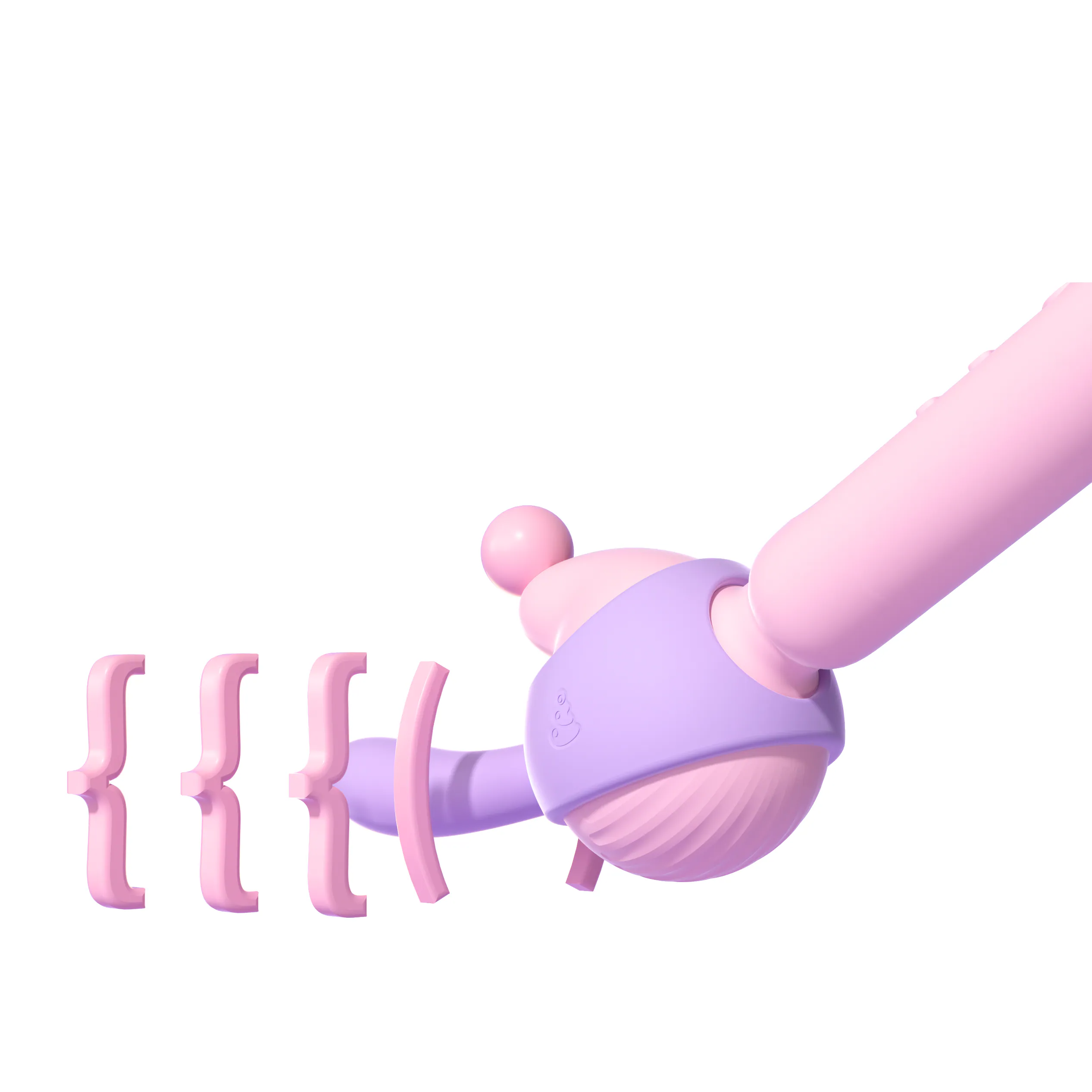 Vibrator head illustrating rhythmic thrusting motion with directional arrows